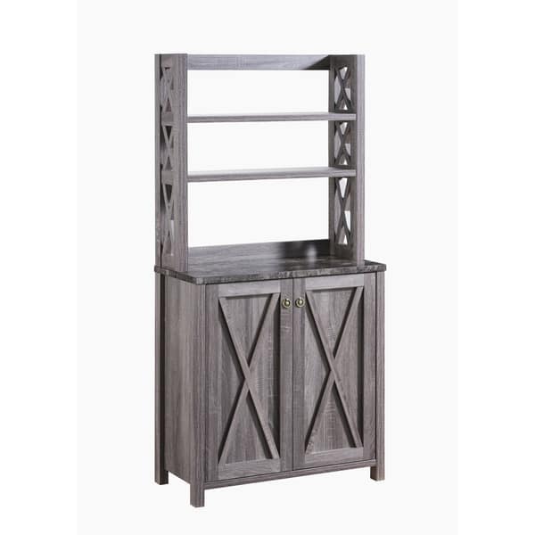 Shop Furniture Of America Figg Rustic Grey Multi Shelf Microwave