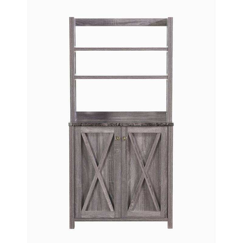 Figg Rustic Wood Multi-shelf Microwave Cabinet by Furniture of America