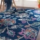 preview thumbnail 2 of 13, Micaela Navy Floral Area Rug - 6'7" x 9'6"