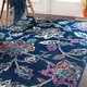 preview thumbnail 3 of 13, Micaela Navy Floral Area Rug - 6'7" x 9'6"