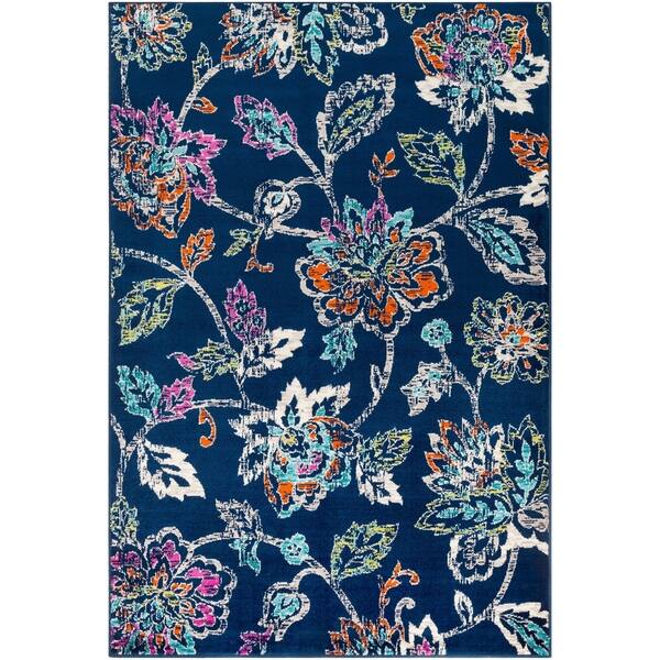 slide 2 of 15, Micaela Navy Floral Area Rug - 6'7" x 9'6" 6'7" x 9'6" - Navy