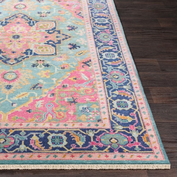 Celandine Hand Knotted Pink Blue Traditional Wool Area Rug 8 X 11 On Sale Overstock 22402338