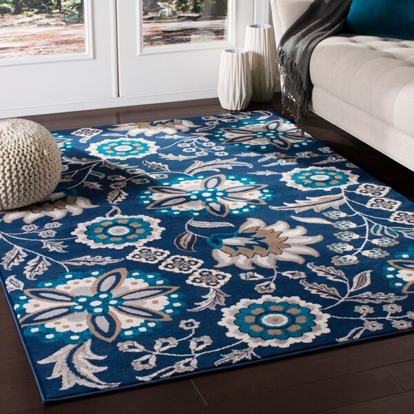 Taliesin Navy Floral Area Rug - 5'3" x 7'3"