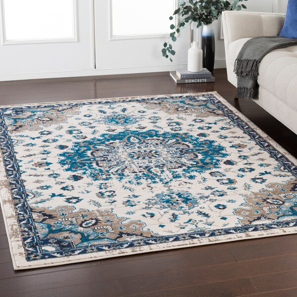 Ruba Traditional Medallion Ivory Area Rug - 5'3" x 7'3"
