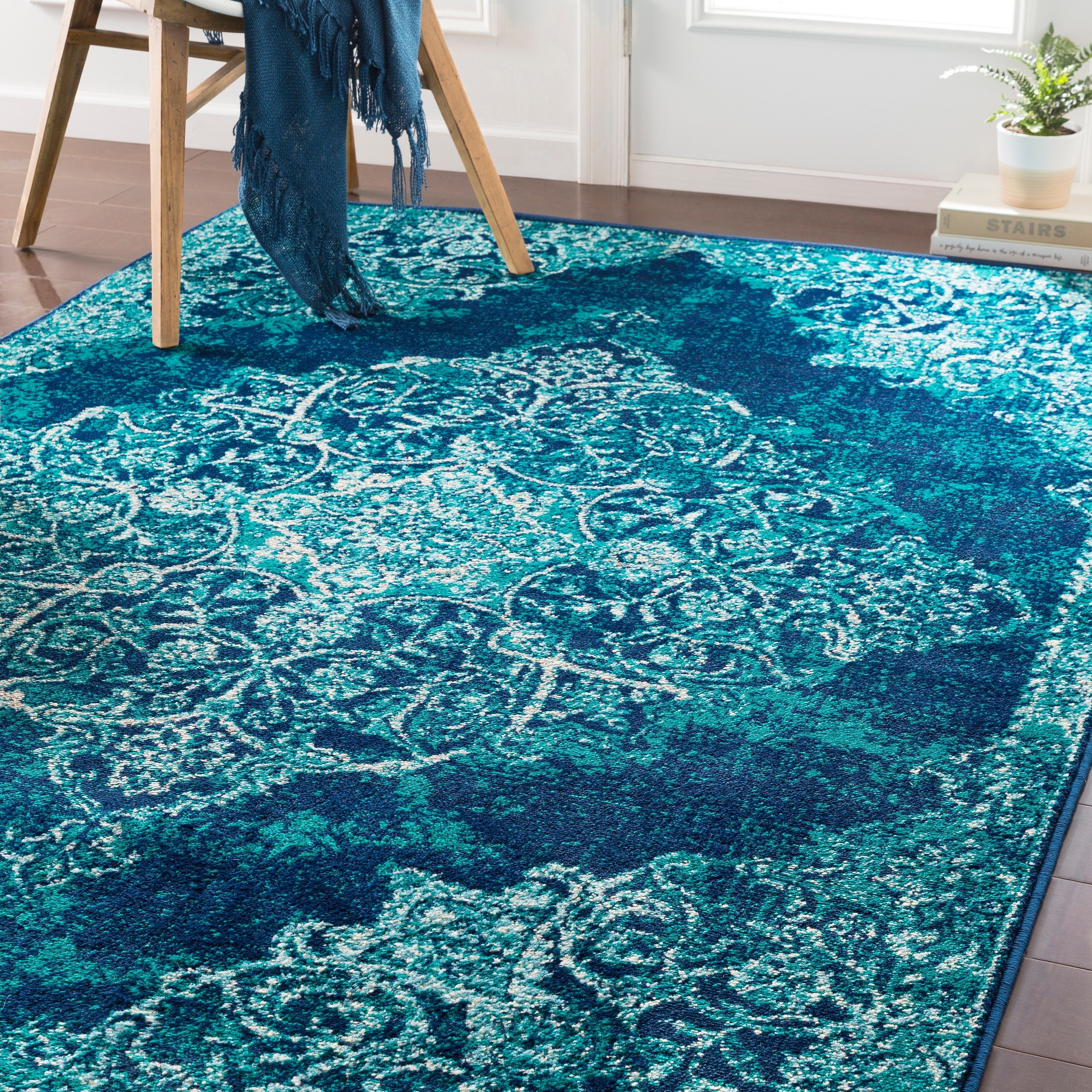 Terenzio Traditional Teal Area Rug 5 3 X 7 6 On Terenzio Traditional Teal Area Rug