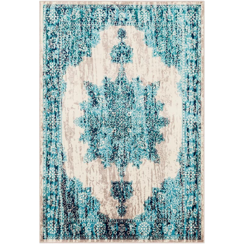 Benigno Traditional Teal Area Rug - 5' 3" x 7' 6"