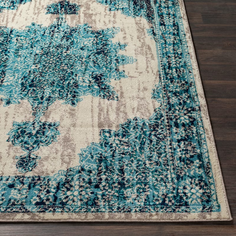 Benigno Traditional Teal Area Rug - 5' 3" x 7' 6"