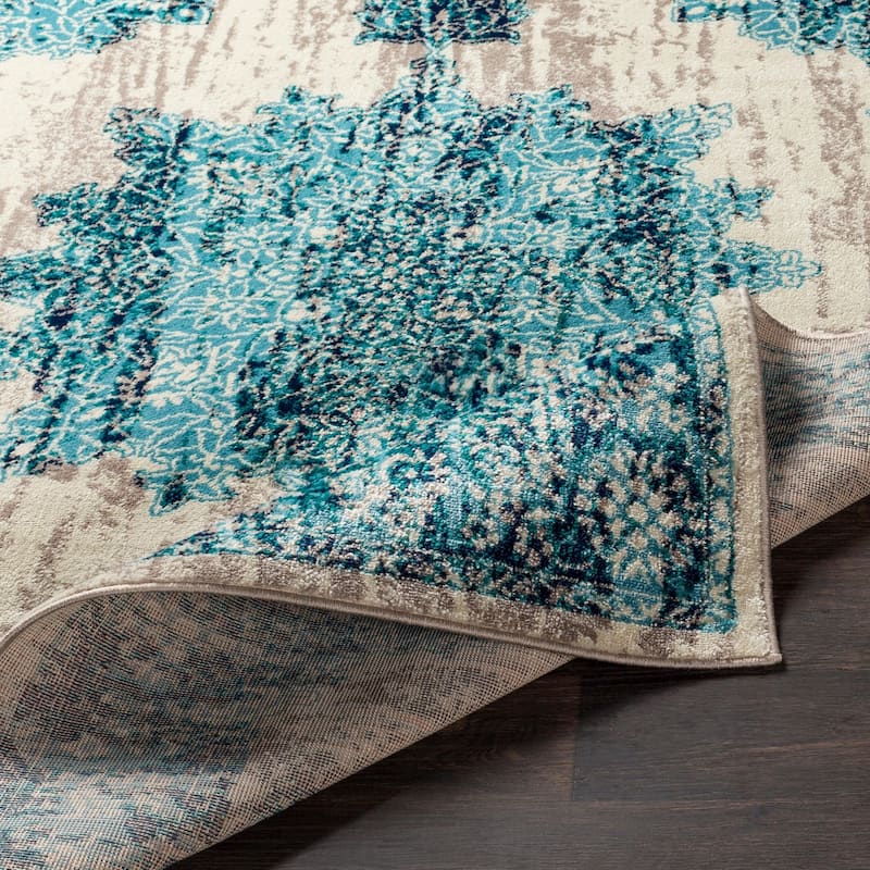 Benigno Traditional Teal Area Rug - 5' 3" x 7' 6"