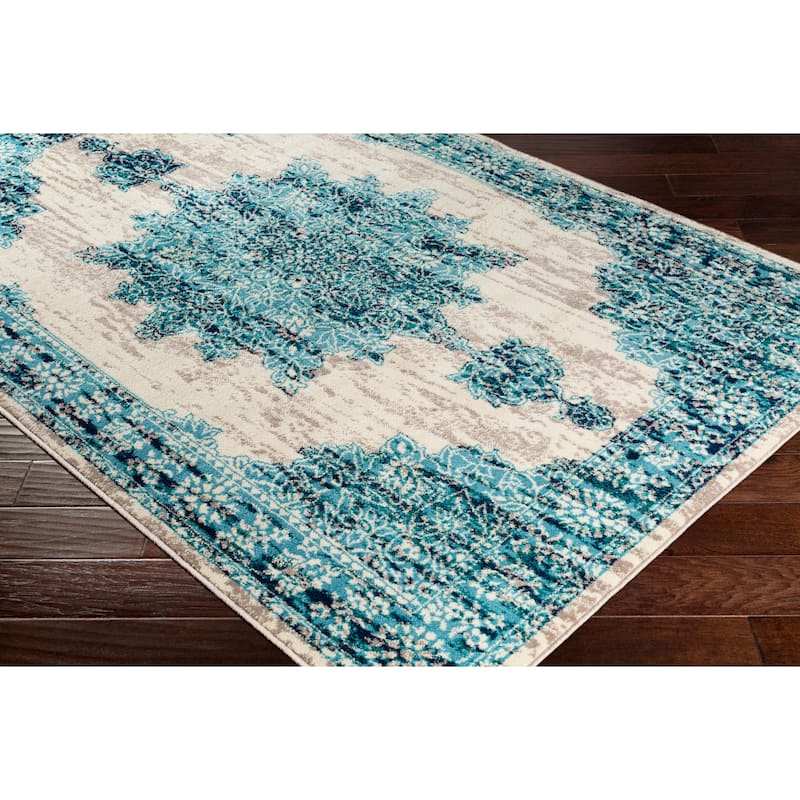 Benigno Traditional Teal Area Rug - 5' 3" x 7' 6"