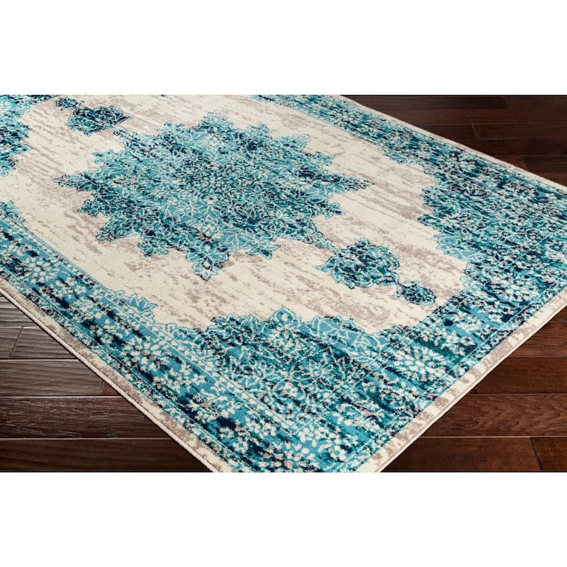 Benigno Traditional Teal Area Rug - 5' 3" x 7' 6"