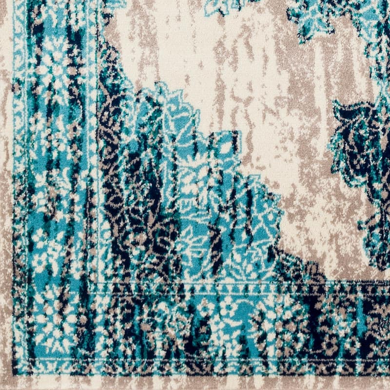 Benigno Traditional Teal Area Rug - 5' 3" x 7' 6"
