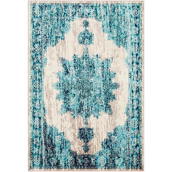 slide 2 of 15, Benigno Traditional Teal Area Rug - 5' 3" x 7' 6" 5' 3" x 7' 6" - Teal