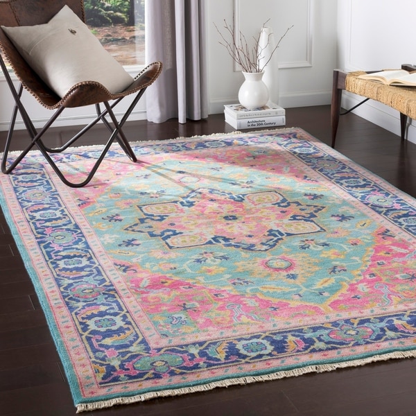 Pink and Blue Oriental Rug Kaleidoscope 1332s hot pink rug