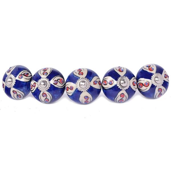Shop Navy Blue Ceramic Door Knob Sets Package Cabinet Drawer Pull