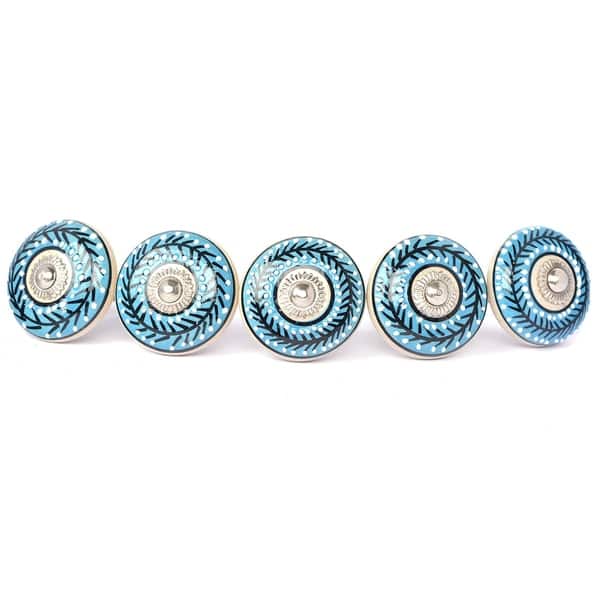 Blue Black Ceramic Door Knob Sets Package Cabinet Drawer Pull Handles Furniture Decor Lots Set Overstock 22402944