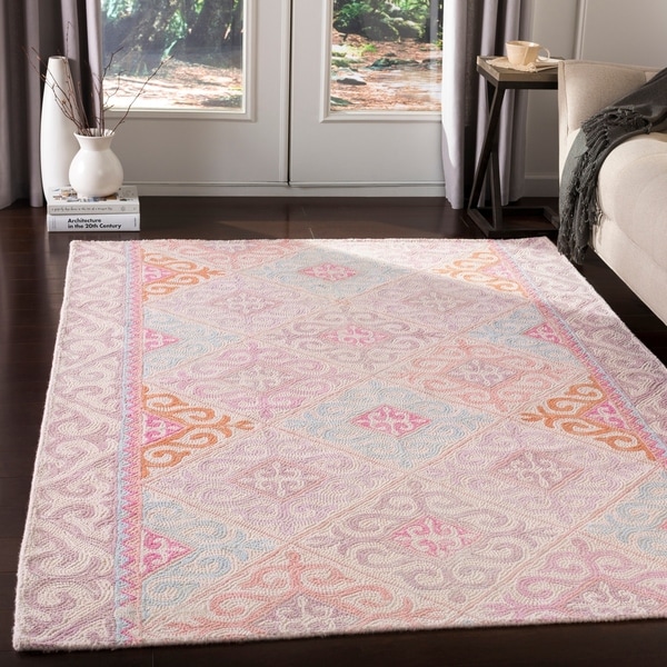 Shop Rafaela Handmade Bohemian Blush Wool Area Rug - 8' x 10' - On Sale