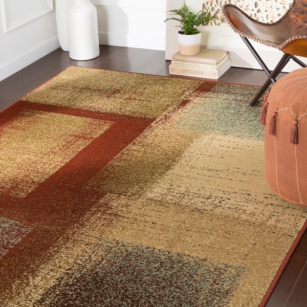 Hypatia Contemporary Dark Red Sage Area Rug 7 9 X 11