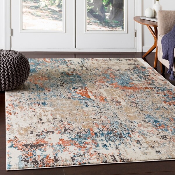 Porch & Den Highcreek Orange & Teal Abstract Accent Rug - 2' x 3'