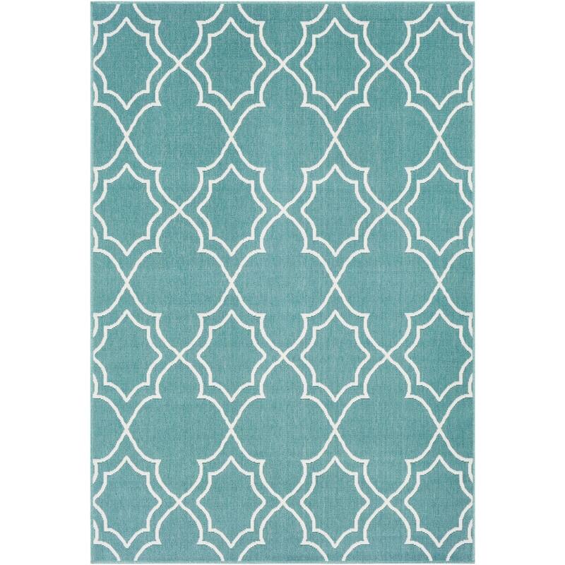 Livabliss Natasha Indoor/ Outdoor Transitional Trellis Area Rug - 8'9" x 12'9" - Teal