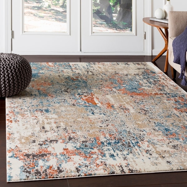 Shop Kavitha Abstract Orange & Teal Area Rug 5'3" x 7'3" On Sale