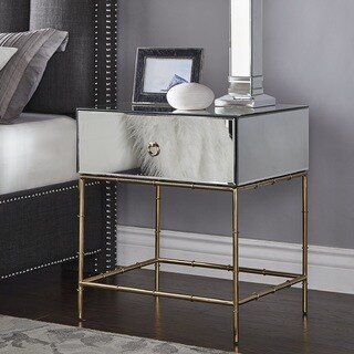Wade Mirrored Accent Table with Gold Finish Base b