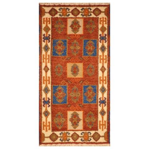 Handmade One-of-a-Kind Kazak Wool Rug (India) - 2'1 x 4'