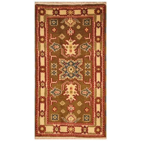 Handmade One-of-a-Kind Kazak Wool Rug (India) - 2'1 x 4'