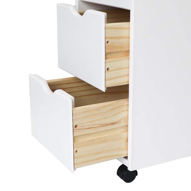 Adeptus Original Roll Cart, Solid Wood, 6 Plus 2 Drawer Narrow Roll Cart, White      - Medium