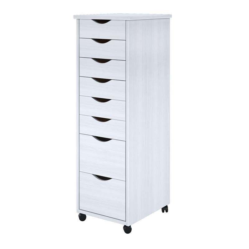 Adeptus Original Roll Cart, Solid Wood, 6 Plus 2 Drawer Narrow Roll Cart, White      - Medium