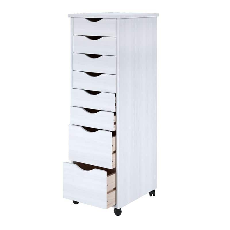 Adeptus Original Roll Cart, Solid Wood, 6 Plus 2 Drawer Narrow Roll Cart, White      - Medium
