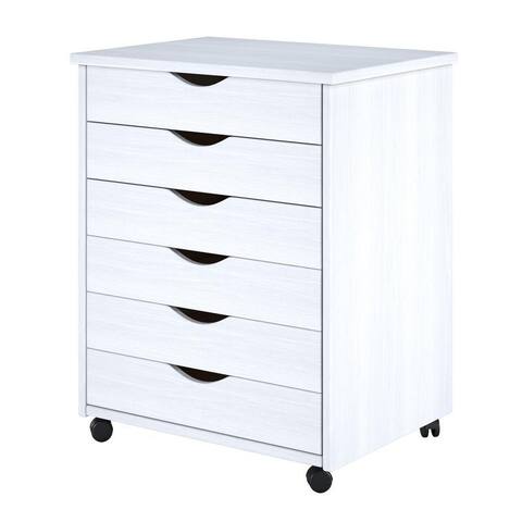 Adeptus Original Roll Cart, Solid Wood, 6 Drawer Extra Wide Roll Cart, White