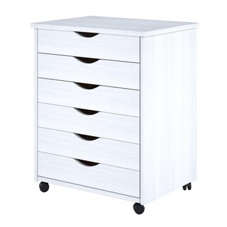 Adeptus White Solid Wood 6-drawer Wide Roll Cart