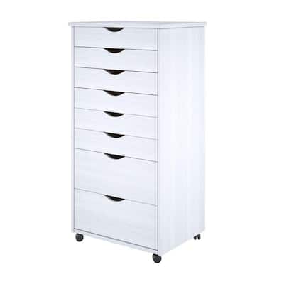 Adeptus Original Roll Cart, Solid Wood, 6 Plus 2 Drawer Extra Wide Roll Cart, White