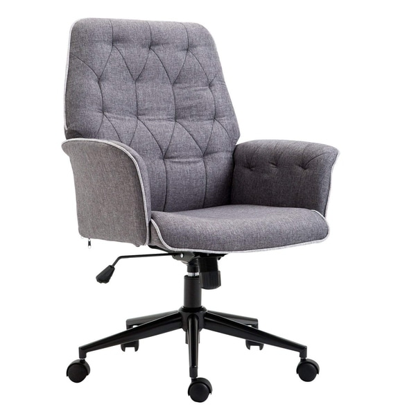Shop HomCom Fabric Office Chair Upholstered Low-Back Padded - Free
