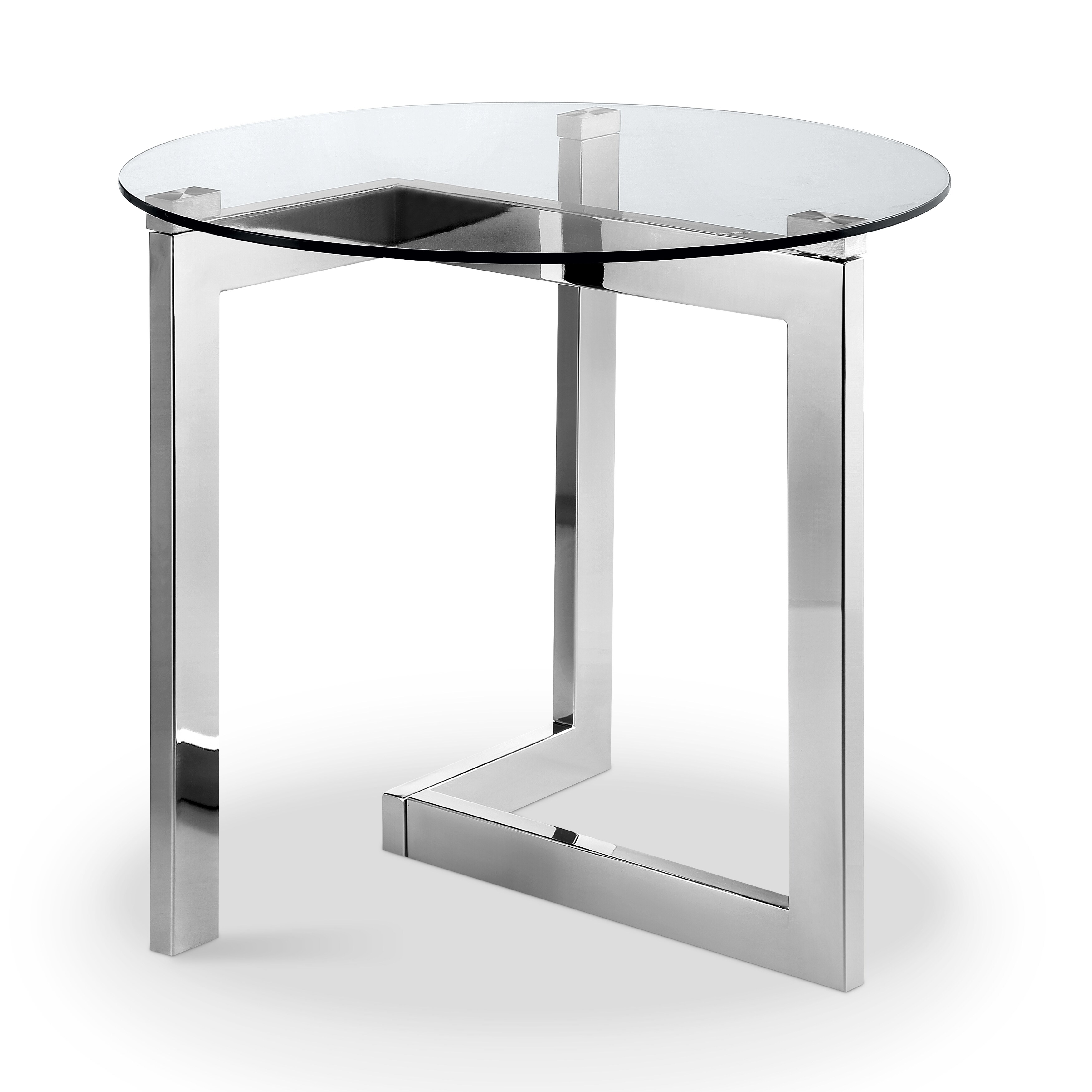 Aries Modern Chrome And Gl Top Round End Table Aries Modern Chrome And Gl Top Round End Table