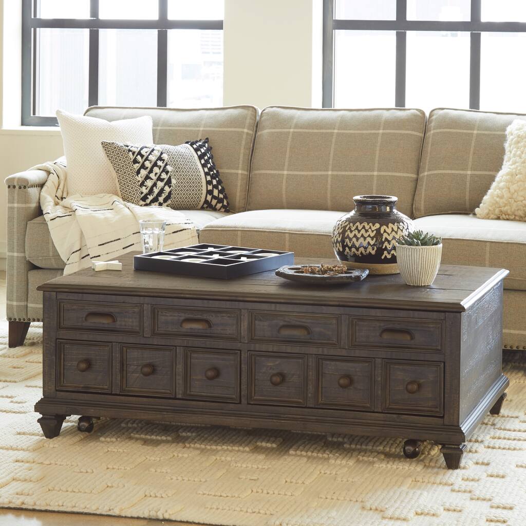 Burkhardt Traditional Rustic Lift Top Storage Coffee Table