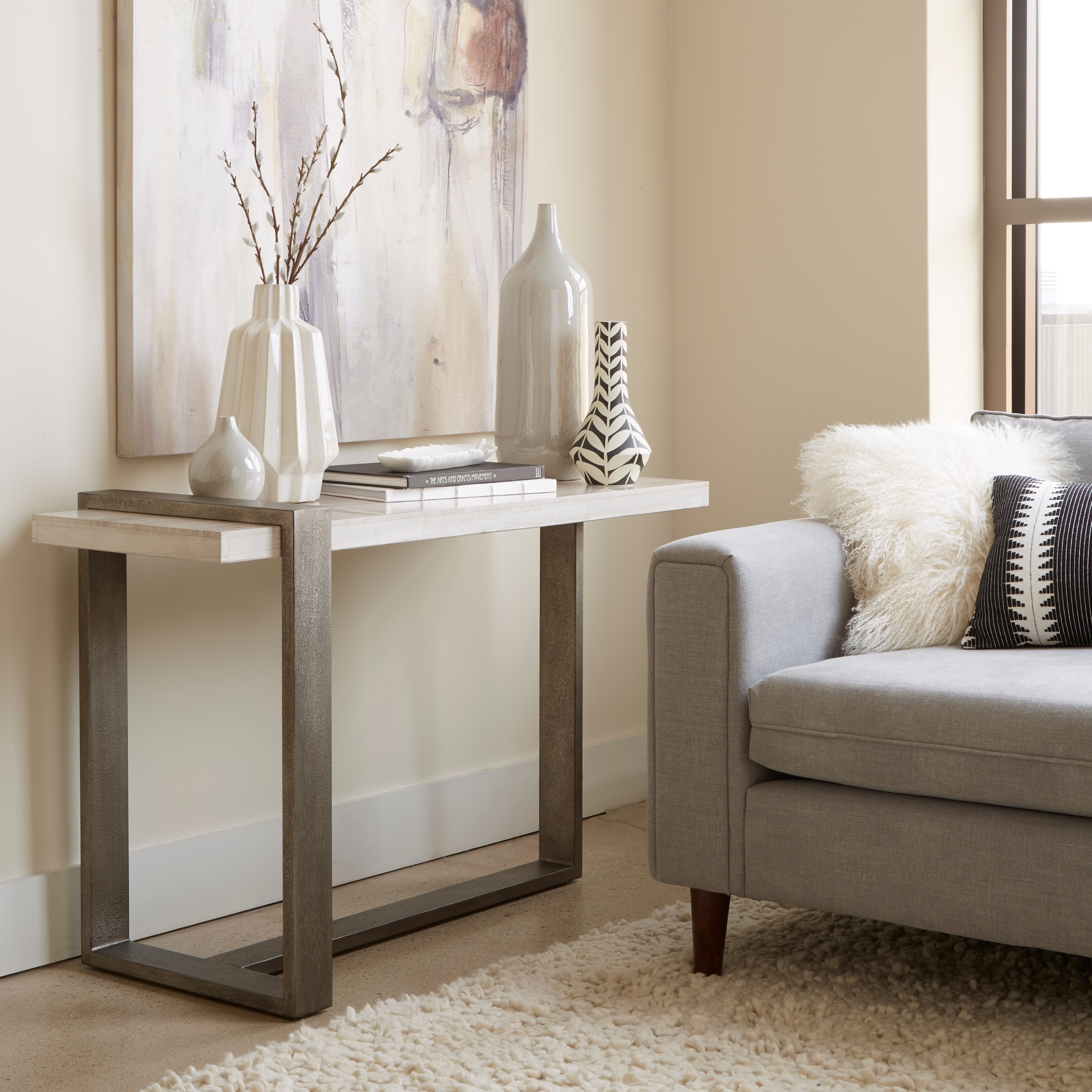 Wiltshire Modern Marble Veneer And Metal Sofa Table Wiltshire Modern Marble Veneer And