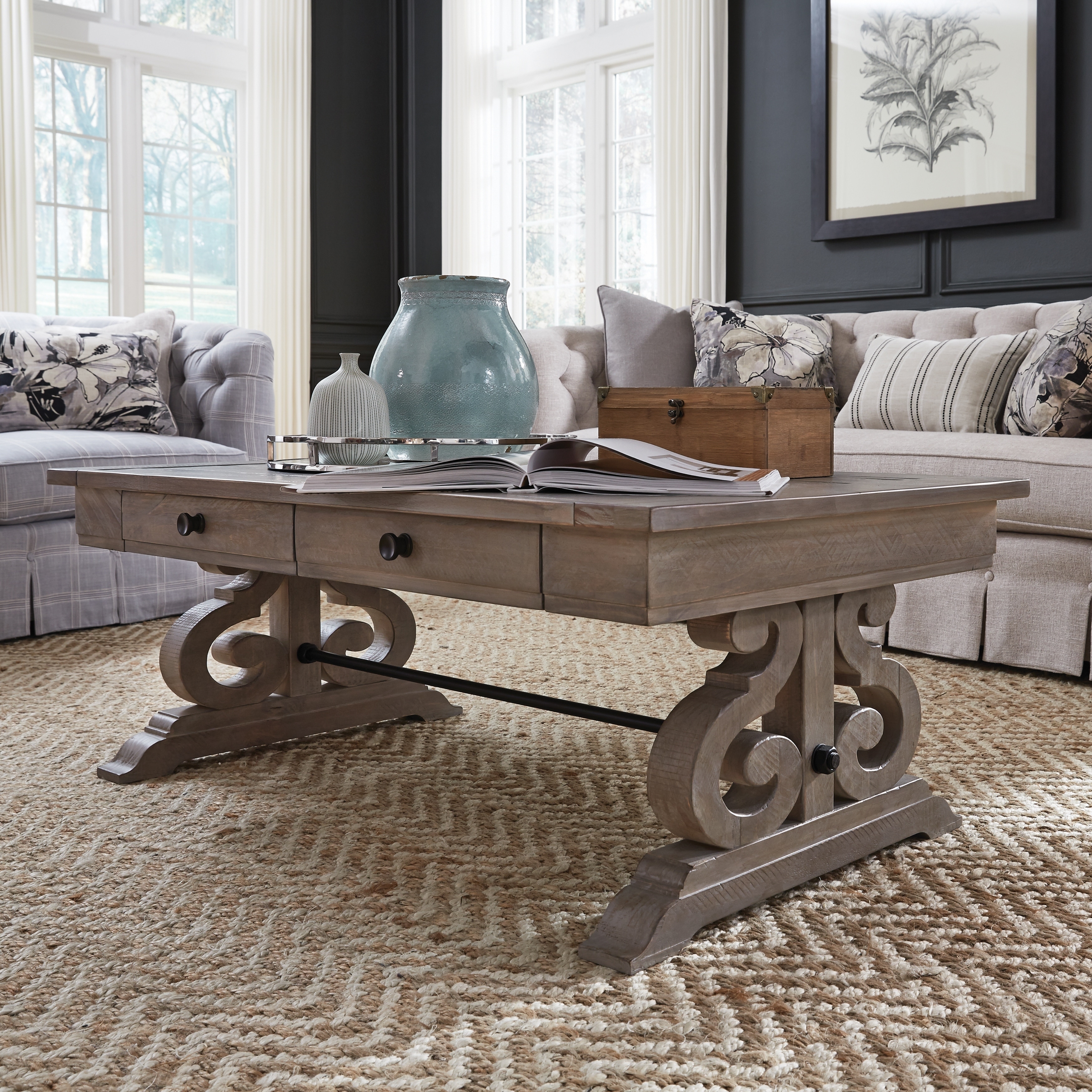 Shop Tinley Park Traditional Dove Tail Grey Coffee Table On Sale