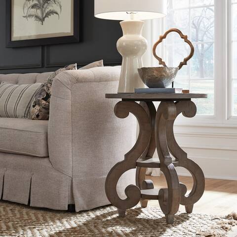 Tinley Park Traditional Dove Tail Grey Round Accent Table