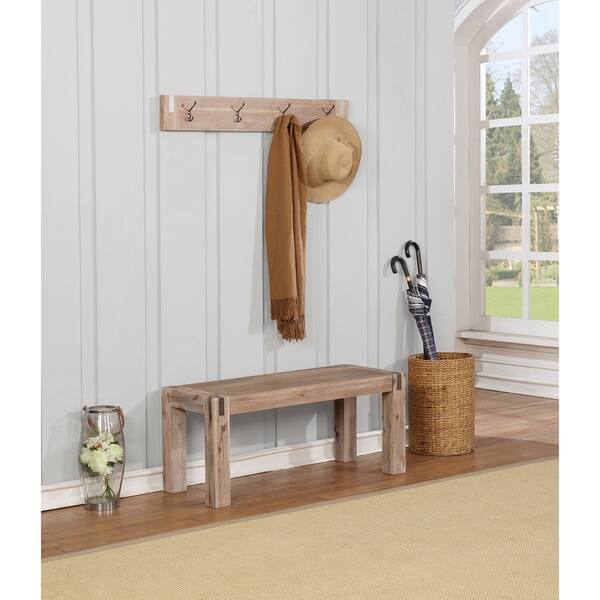 Shop Woodstock Brushed Driftwood Acacia Wood With Metal Coat Hook