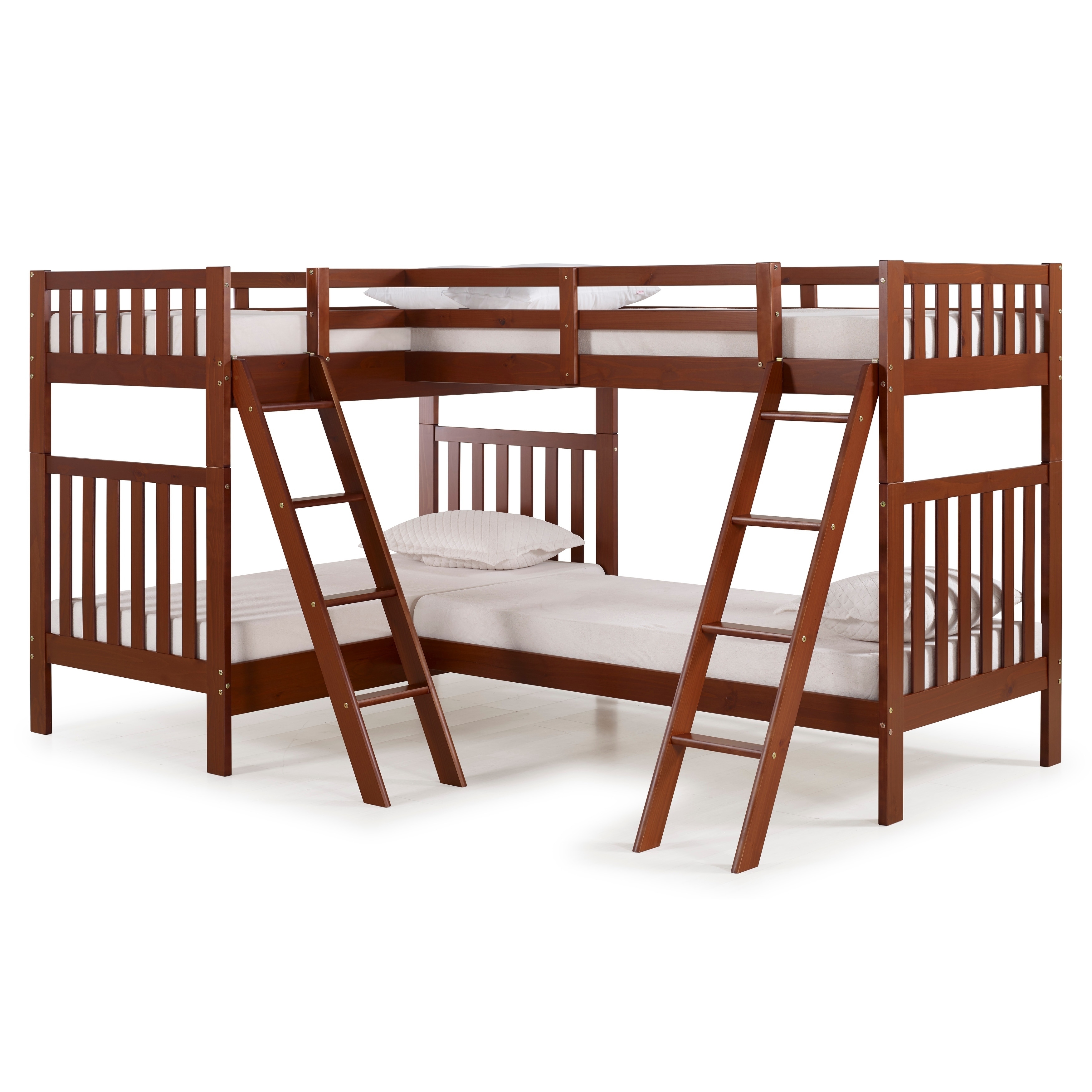 Shop Aurora Solid Wood Twin Over Twin Bunk Bed With Quad Bunk