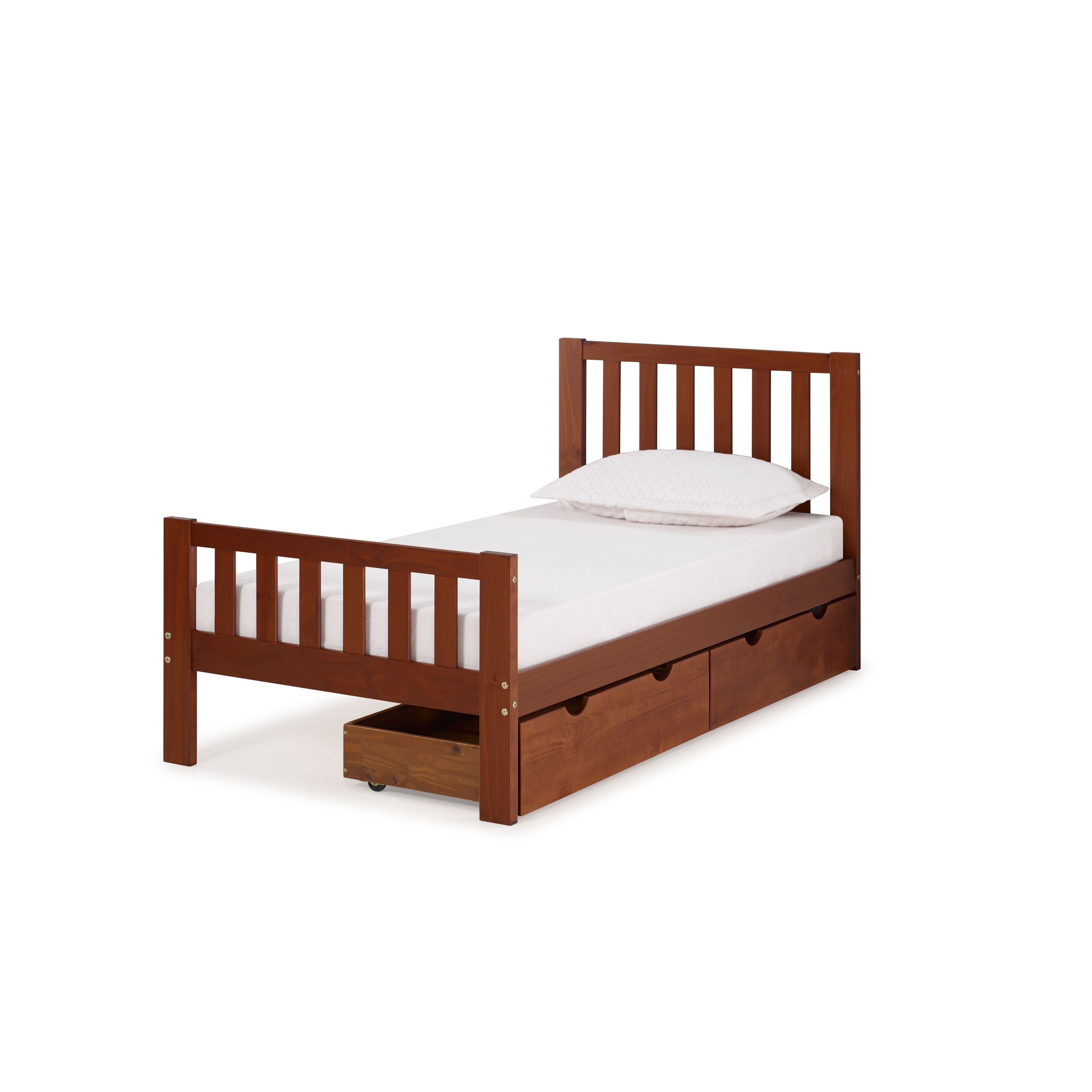 Aurora Solid Wood Twin Bed With Storage Drawers Overstock 22406191 Brown