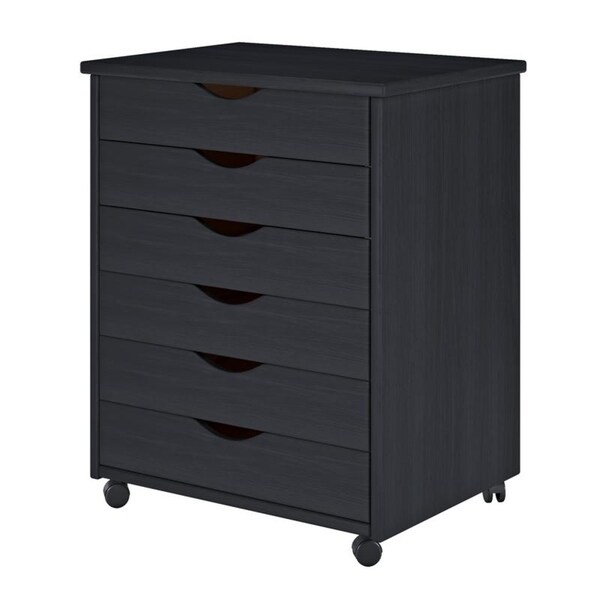 Shop Adeptus Solid Wood 6 Drawer Roll Cart - Black - Free Shipping