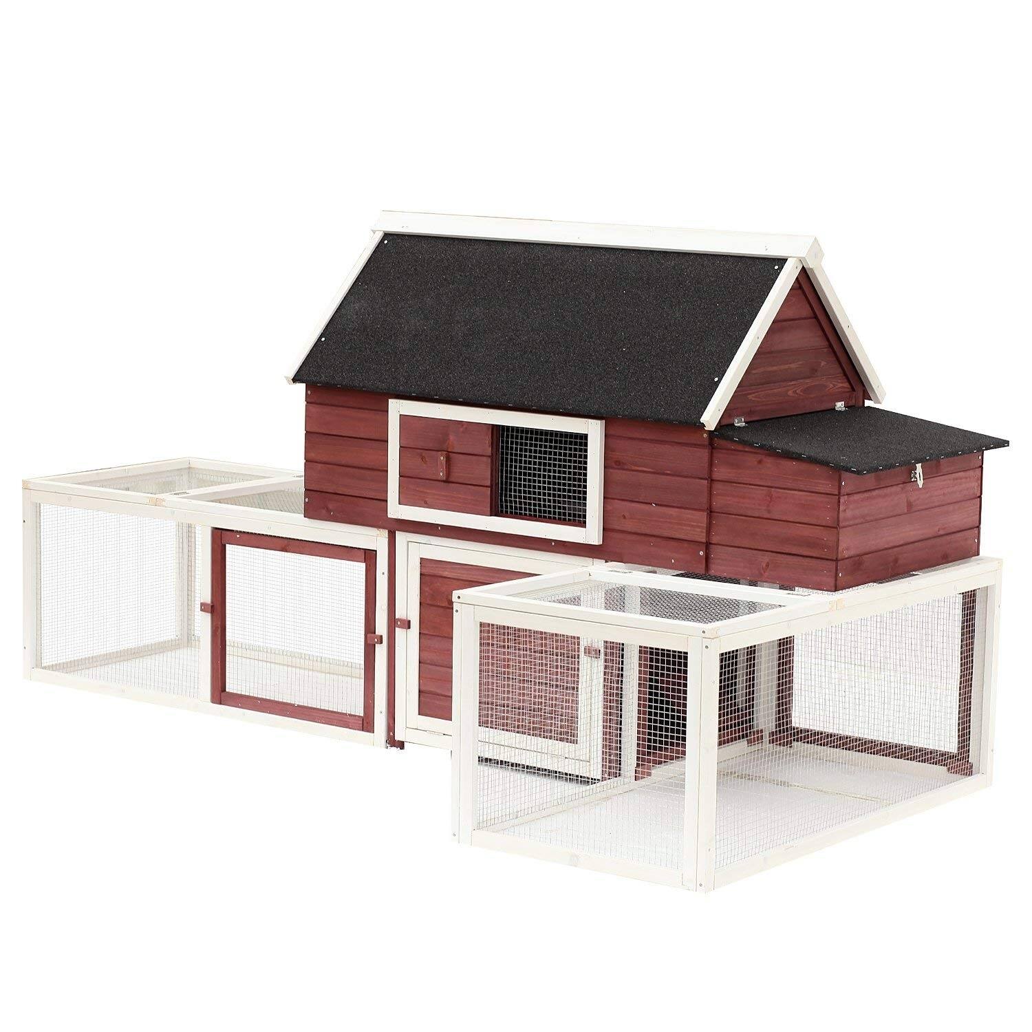 PawHut 114" Modular Wooden Backyard Chicken Coop With Nesting Box And