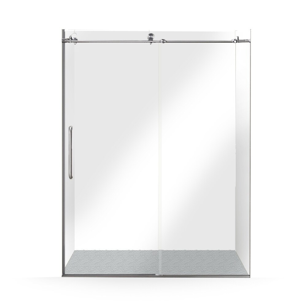 Shop Aleko Glass Sliding Shower Door 60 X 76 Inches Brushed Nickel