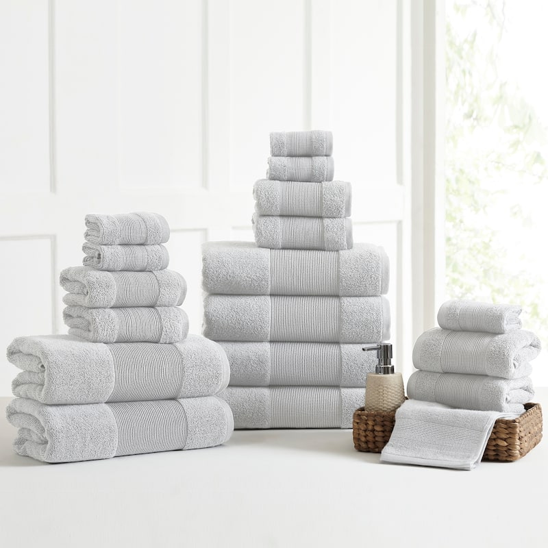 Modern Threads Air Cloud 18-Piece Bath Towel Set - Grey