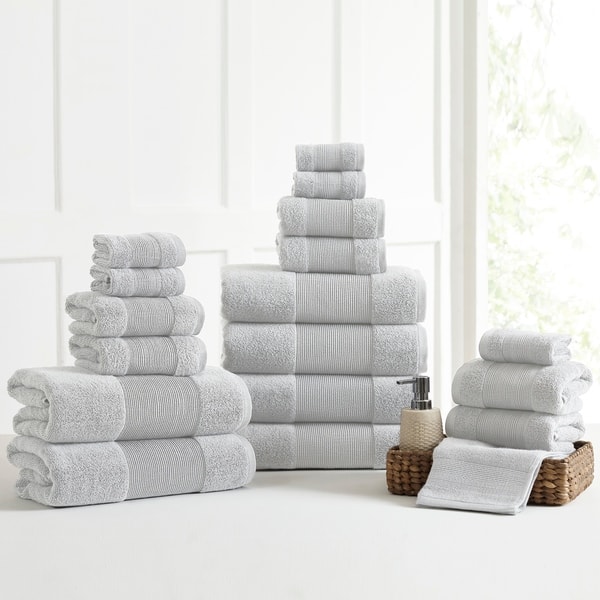 Modern Threads Air Cloud 18-Piece Bath Towel Set - Grey