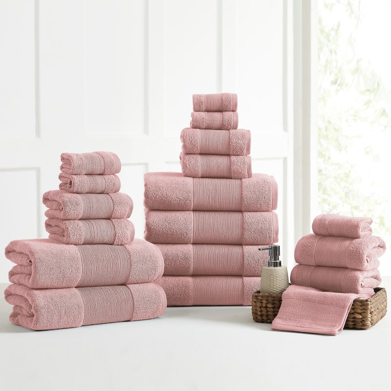 Modern Threads Air Cloud 18-Piece Bath Towel Set - Pink