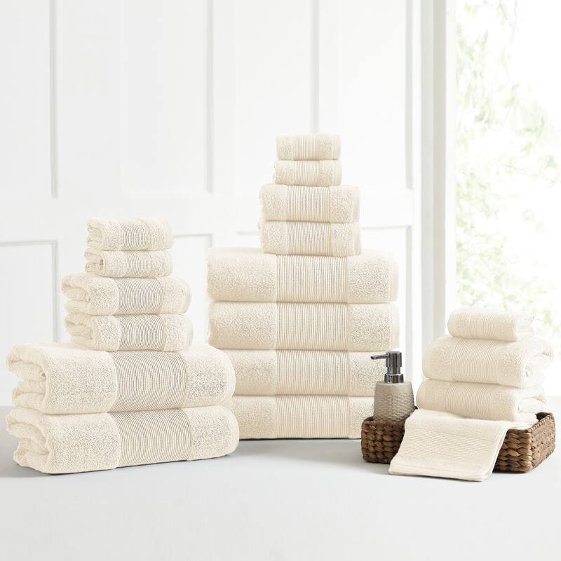 Modern Threads Air Cloud 18-Piece Bath Towel Set - Ivory