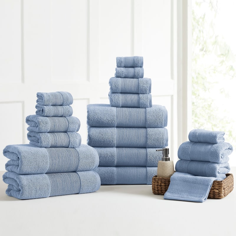 Modern Threads Air Cloud 18-Piece Bath Towel Set - Blue